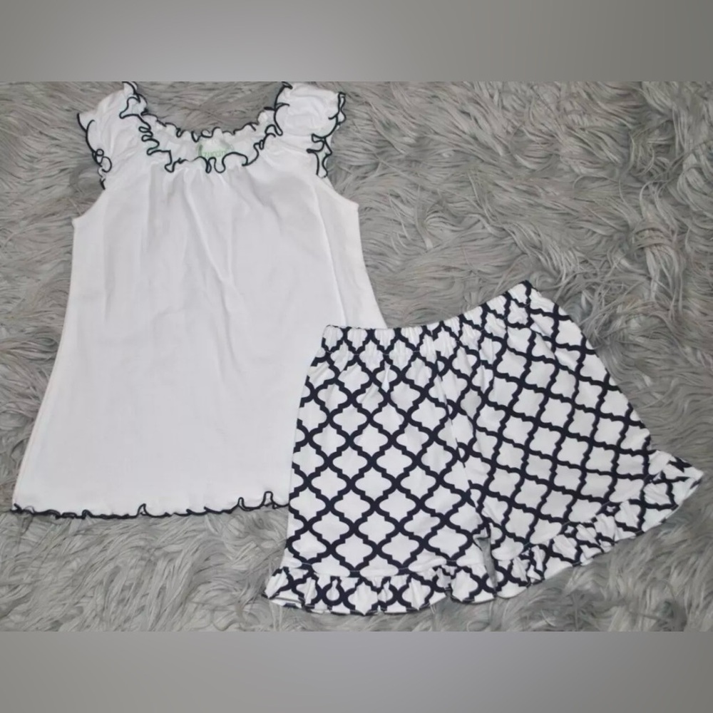 ZUCCINI Navy White Short Top Ruffle Outfit size 4 Girl NWOT